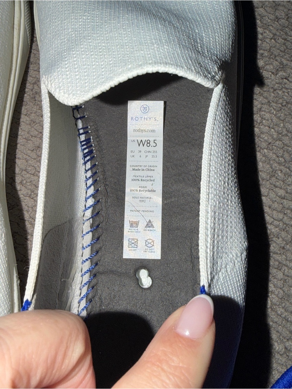 Rothy's Slip-On Loafers in Bright White with Blue Insole - Picture 12 of 12
